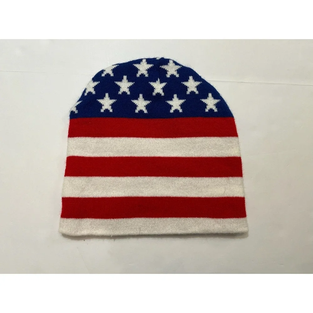 Pabst Blue Ribbon Beanie Unisex OSFM Red White Blue American Flag PBR Grunge